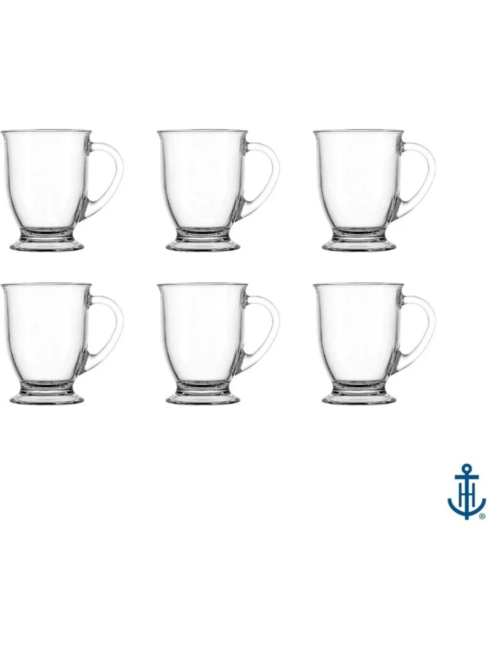 Set of 6 16oz Clear Glass Coffee Mugs - Durable, Stylish Drinkware for Home